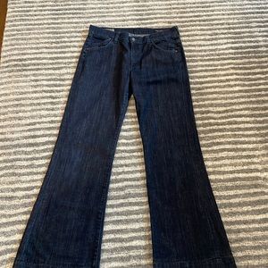 Citizens of Humanity Hutton Stretch Mid Rise Wide Leg Flare Jeans Blue Womens 30